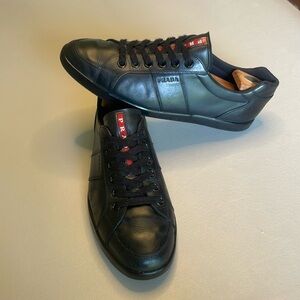 Prada black leather sneakers trainers - Size 10 US